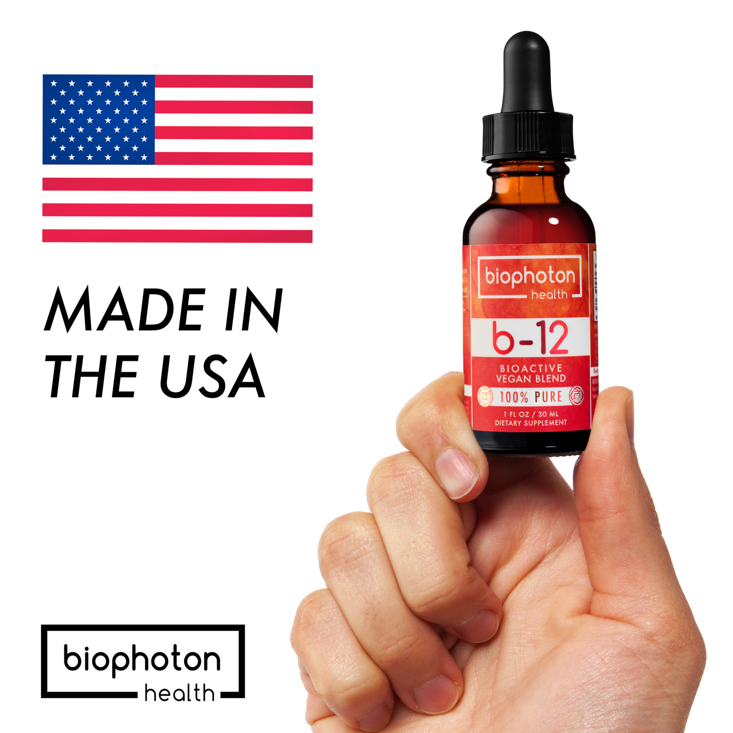 Biophoton Health Liposomal Vitamin B12 Liquid Supplement - Bioactive Methyl Blend (2 Fl Oz)