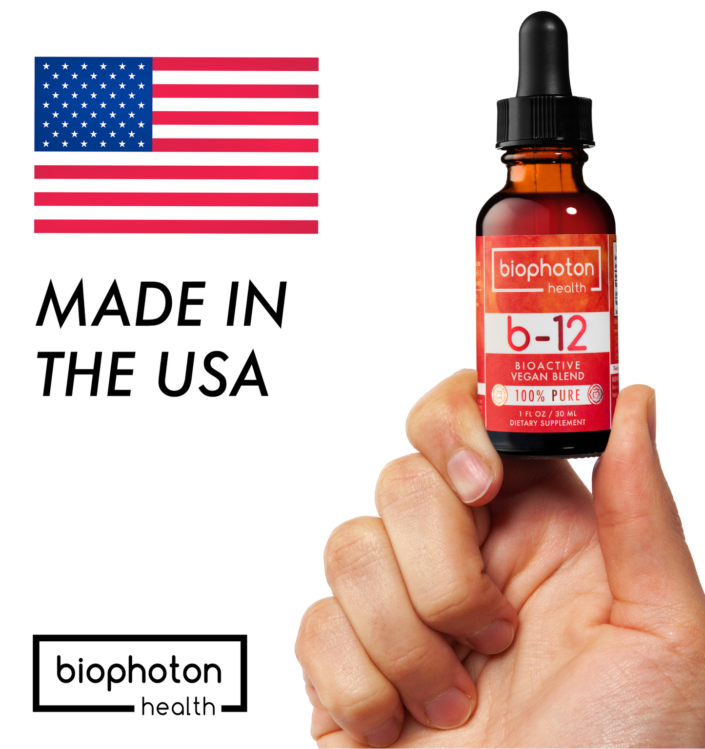 Biophoton Health Liposomal Vitamin B12 Liquid Supplement - Bioactive Methyl Blend (1 Fl Oz)